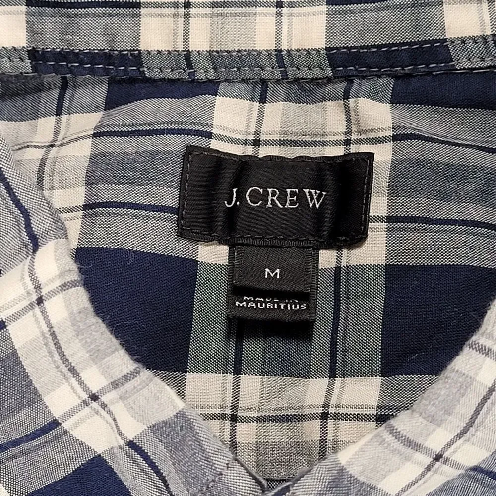 J Crew Vintage Blue‎ White Plaid Button Up Shirt Long Sleeve Mens Size Medium